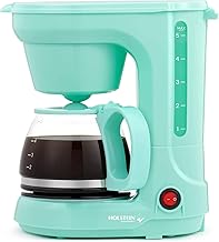 Holstein Housewares - 5-Cup Compact Coffee Maker, Mint - Convenient and User Friendly with Auto Pause and Serve Functions