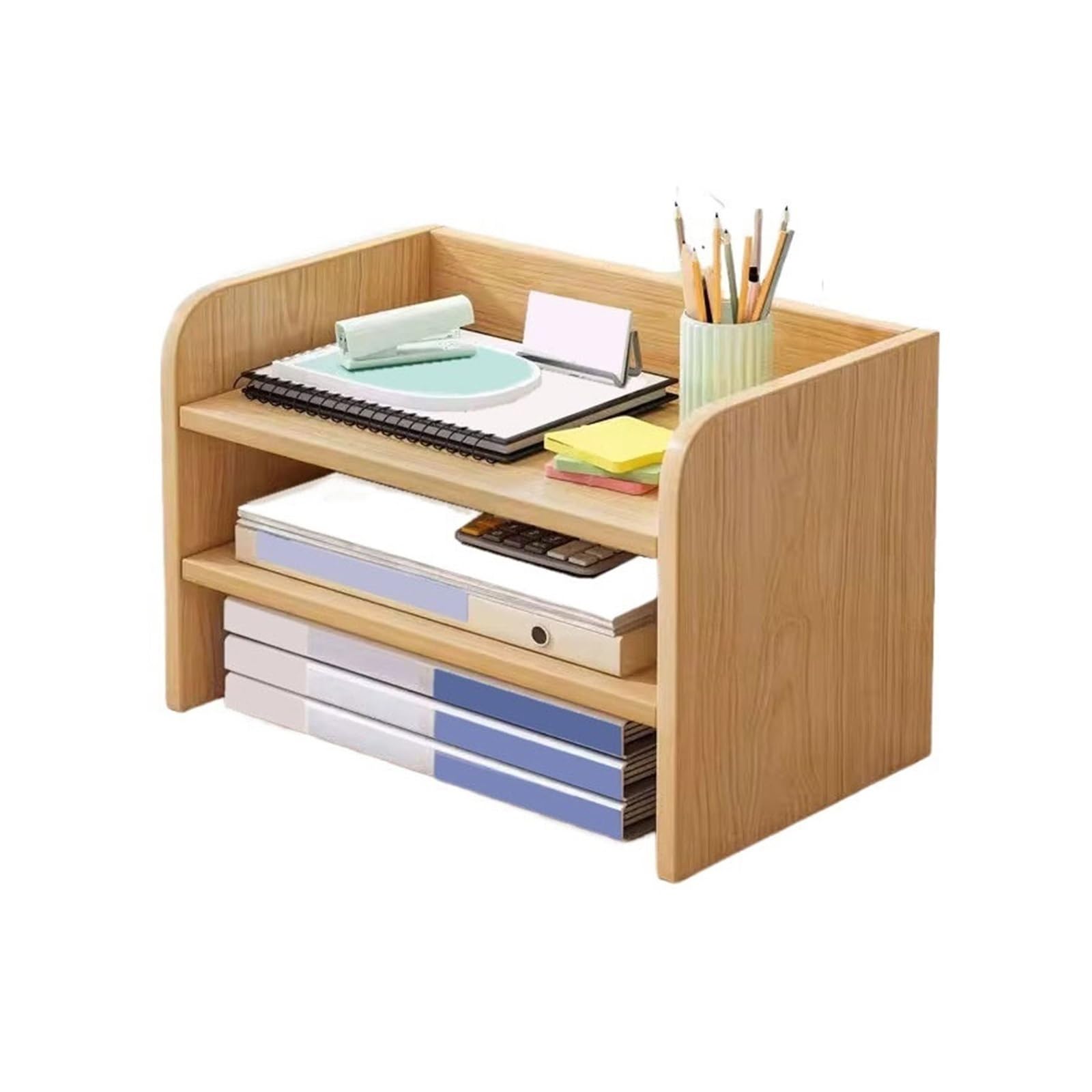 Cenz-888 Portable Bookshelf Three Tiers Open Tabletop Small Bookshelf Home Minimalist File Organizer Low Cabinet Storage Rack