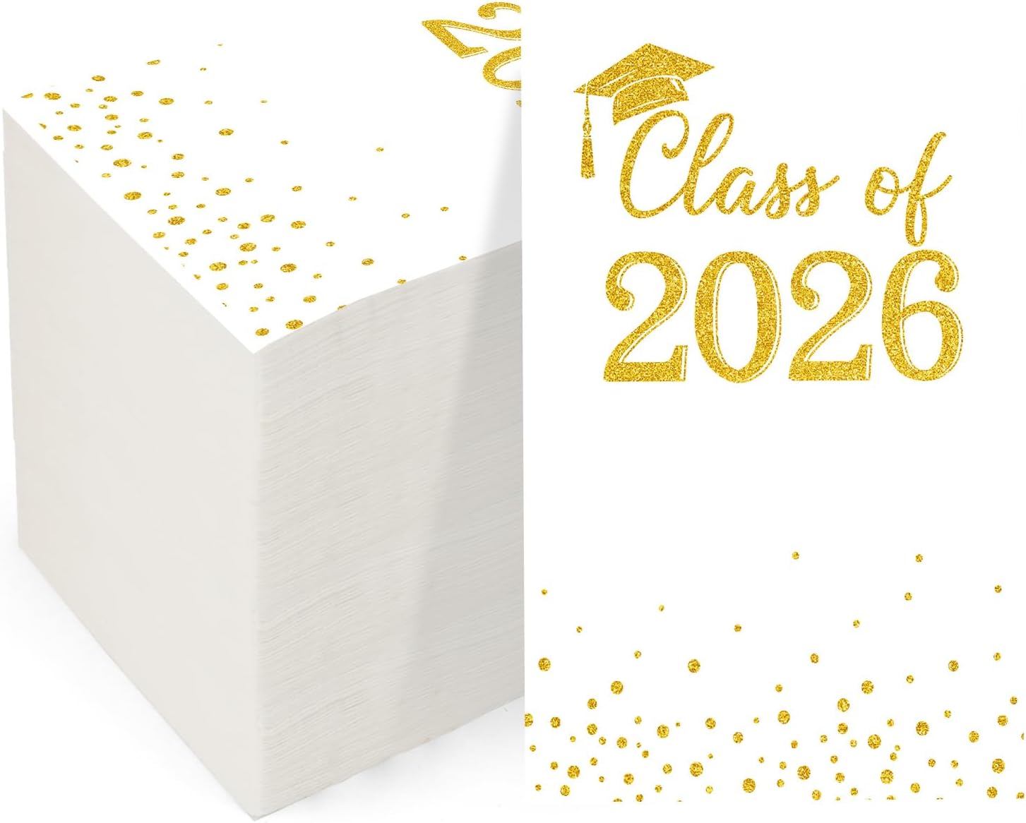 Graduation Napkins, 100 Pack Disposable Hand Towels for Bathroom, Class of 2026 Cocktail Napkins Paper Napkin Guest Napkin for Home Kitchen Dinner Graduation Party Supplies Tableware Decorations, Gold