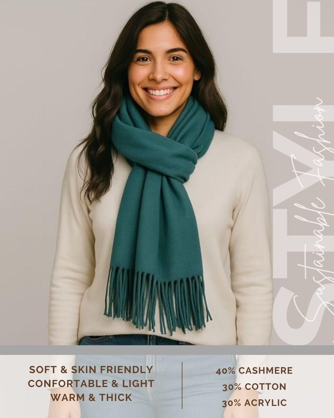 Handmade Wool Blend Cashmere Shawl, Winter Scarf for Women – Elegant and Warm Design