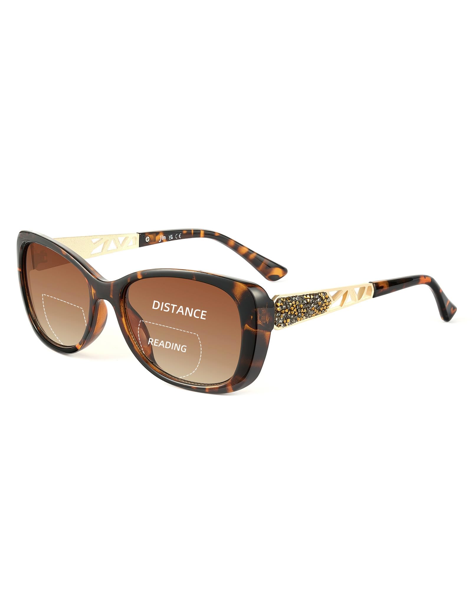 Jm Women's Tortoise Bifocal Reading Sunglasses For Fashion Square Gradient Sun Readers Outdoor Reading Glasses Protection +2.25