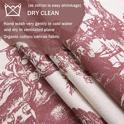 Red Table Runner For Kitchen,Rustic Vintage Toile Floral Patterned Cream Beige Ivory Canvas English Country Cottage Western Antique Table Runners For Dining Room Valentines Coffee Decor,72 Inches Long #TOP1