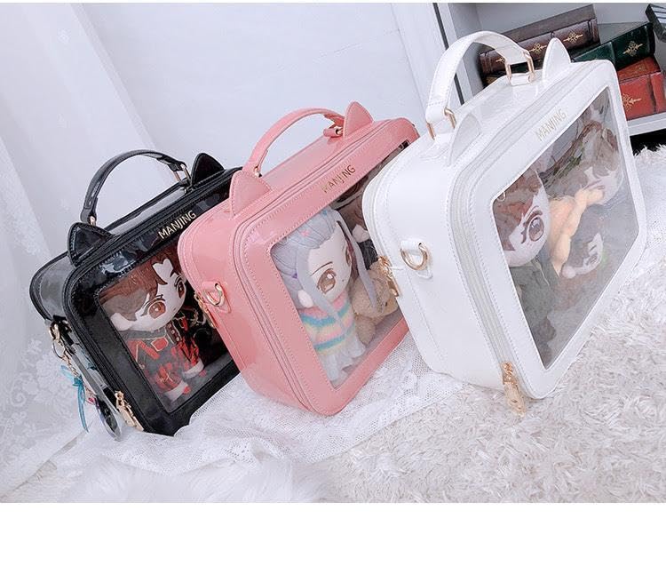 新品【痛バ】猫型エナメルバッグ　ピンク　ぬいぐるみ Amazon.co.jp: 痛バ猫型エナメルバッグ ブラック ピンク ぬいぐるみ