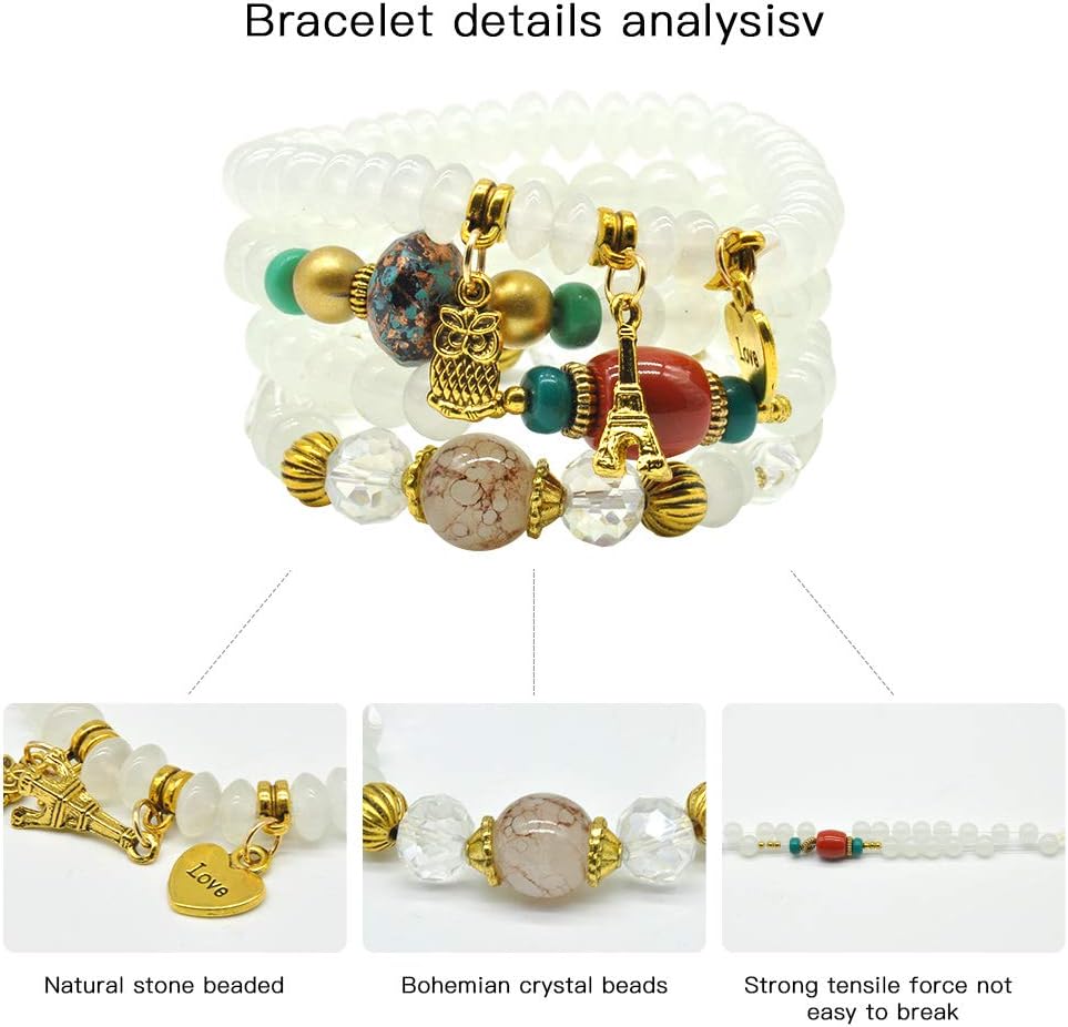 Bohemian Bracelet Sets for Women - 6 Sets Stackable Stretch Bracelets Multi-color Boho Jewelry for Women Hippie Bracelets Dainty Jewelry - Image 5