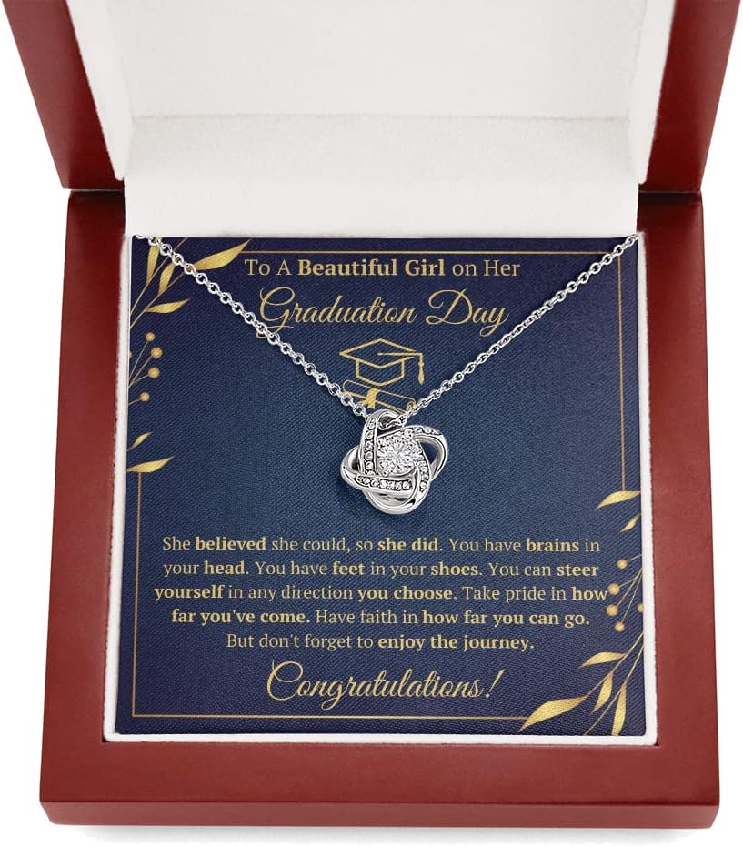 Graduation Gifts For Her Class of 2025 Graduation Necklace Jewelry Card For Daughter Granddaughter Sister Bonus Daughter with Message Card and Gift Box