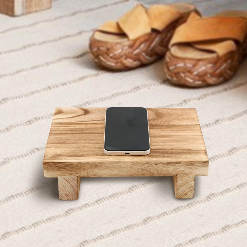 Taburete multifuncional de madera maciza, estable para camas altas, cocina, salón, armario, para niños y adultos, 25 x 18 x 7 cm