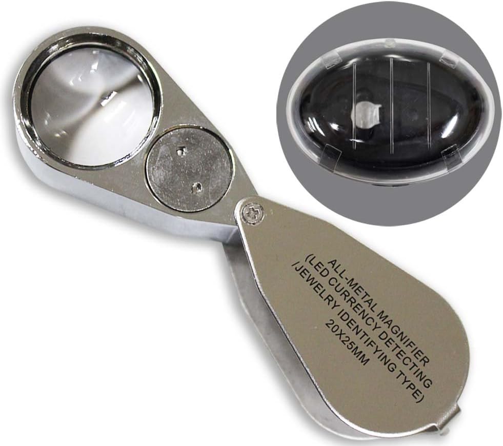 MAXIMIZE Maximize 20x LED/UV Lighted Metal Jeweler's Loupe: TJ-72120
