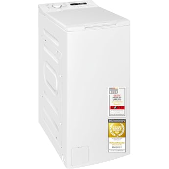 Exquisit Top-Loader Washing Machine - 7.5 kg Class A 1200 rpm White Narrow washing machine with 15 programs Aquastop and start delay - ideal as a space-saving small washing machine. [Energy Class A]