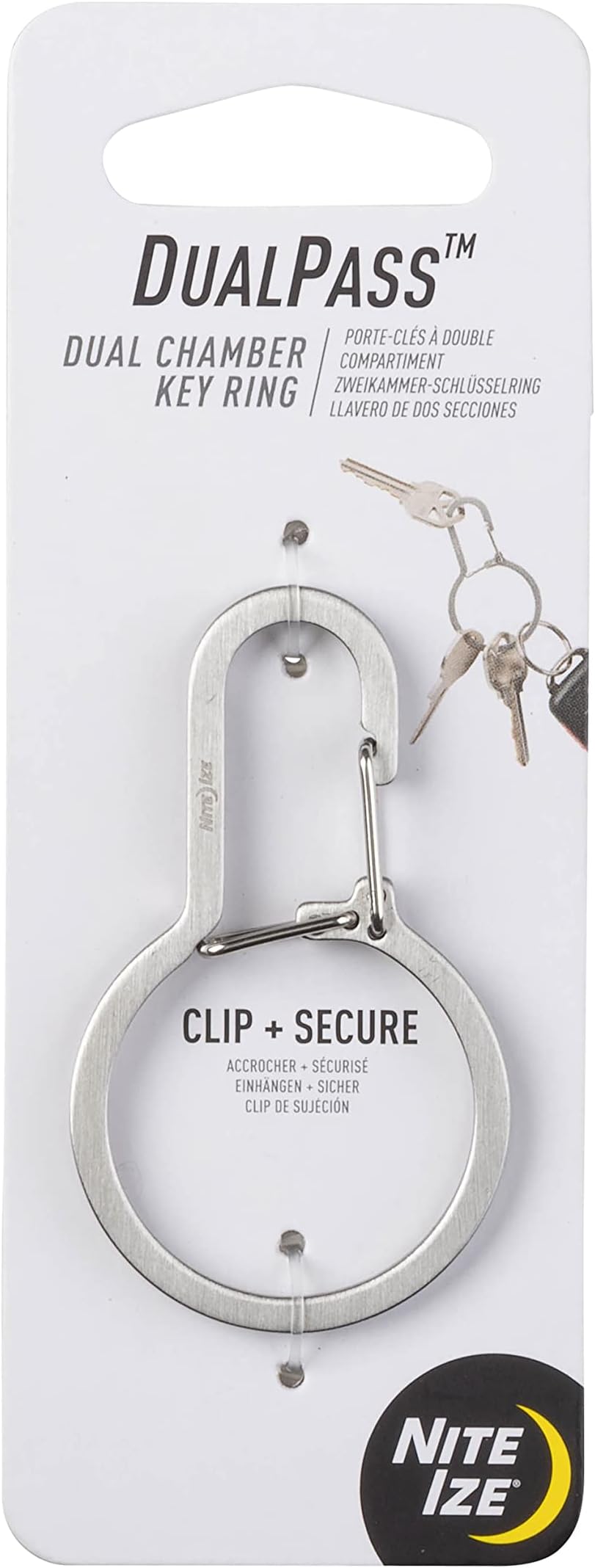 DualPass Dual Chamber Key Ring, Split Ring Keychain Alternative for Home Car Keys