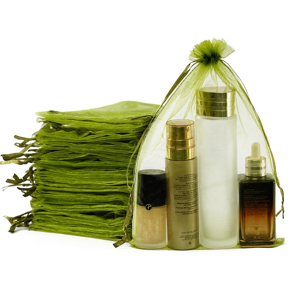 Meowoo 100PCS Organza Bags, 8x12in Small Mesh Bags Drawstring, Mesh Gift Bags Drawstring for Jewelry, Candy, Christmas, Sachets, Bathroom Soaps,