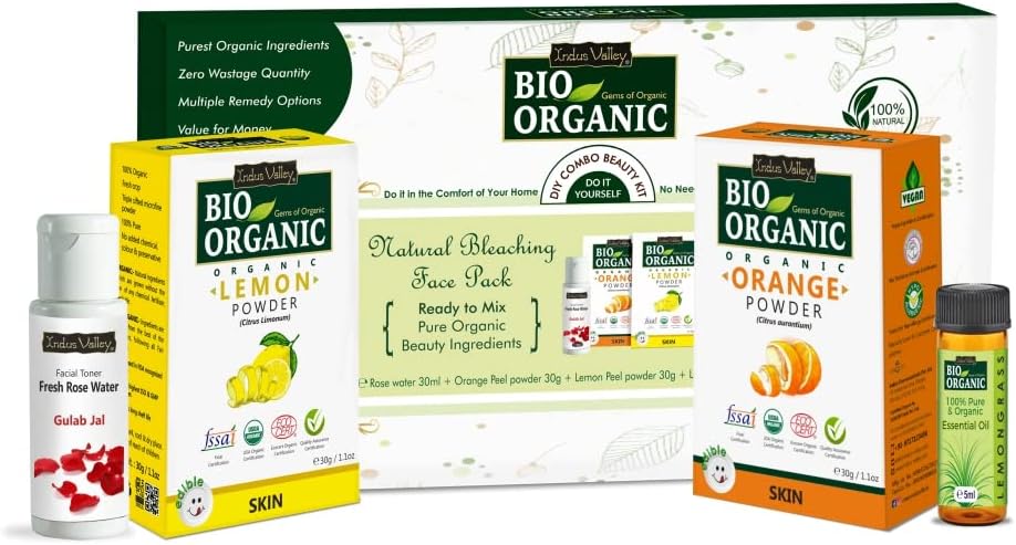 INDUS VALLEY Natural Bleaching Face Pack | Beauty Gift Set | Gift for Your Best Friend, Lover, Girlfriend, Fiancee, Wife, Mother, Daughter on Diwali Gift, Christmas, Birthday, Anniversary, New year, Valentine's Day, Mother's Day-Gift Pack -( 30g+30g=60g, 30ml+5ml=35ml)-Gift Pack