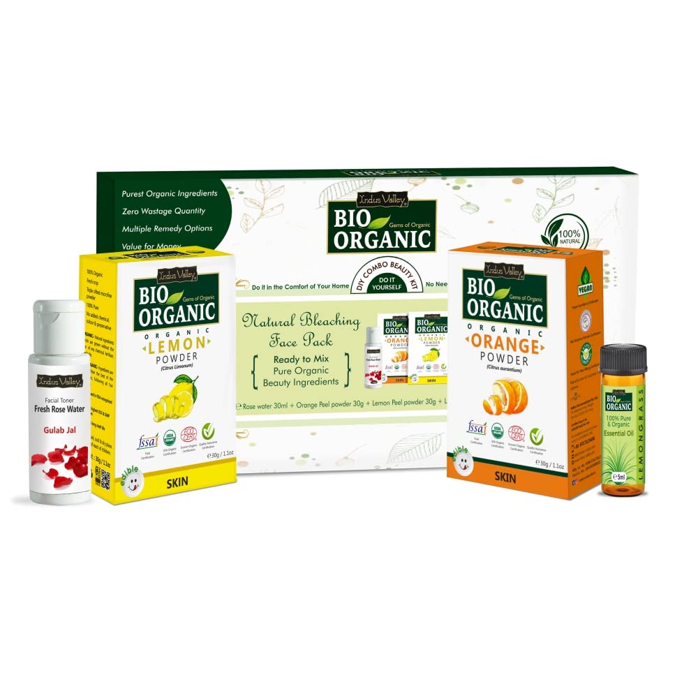 INDUS VALLEY Natural Bleaching Face Pack | Beauty Gift Set | Gift for Your Best Friend, Lover, Girlfriend, Fiancee, Wife, Mother, Daughter on Diwali Gift, Christmas, Birthday, Anniversary, New year, Valentine's Day, Mother's Day-Gift Pack -( 30g+30g=60g, 30ml+5ml=35ml)-Gift Pack