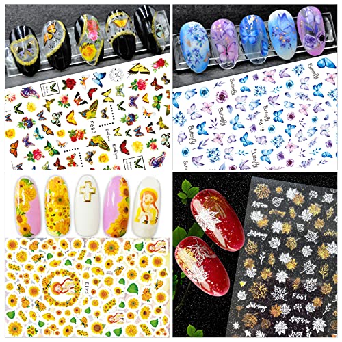 Nail Stickers, 24 Stickers For Nails Art, Self Adhesive Nail Art Sticker Decals, Nail Supplies Kit Large Sheets #TOP1