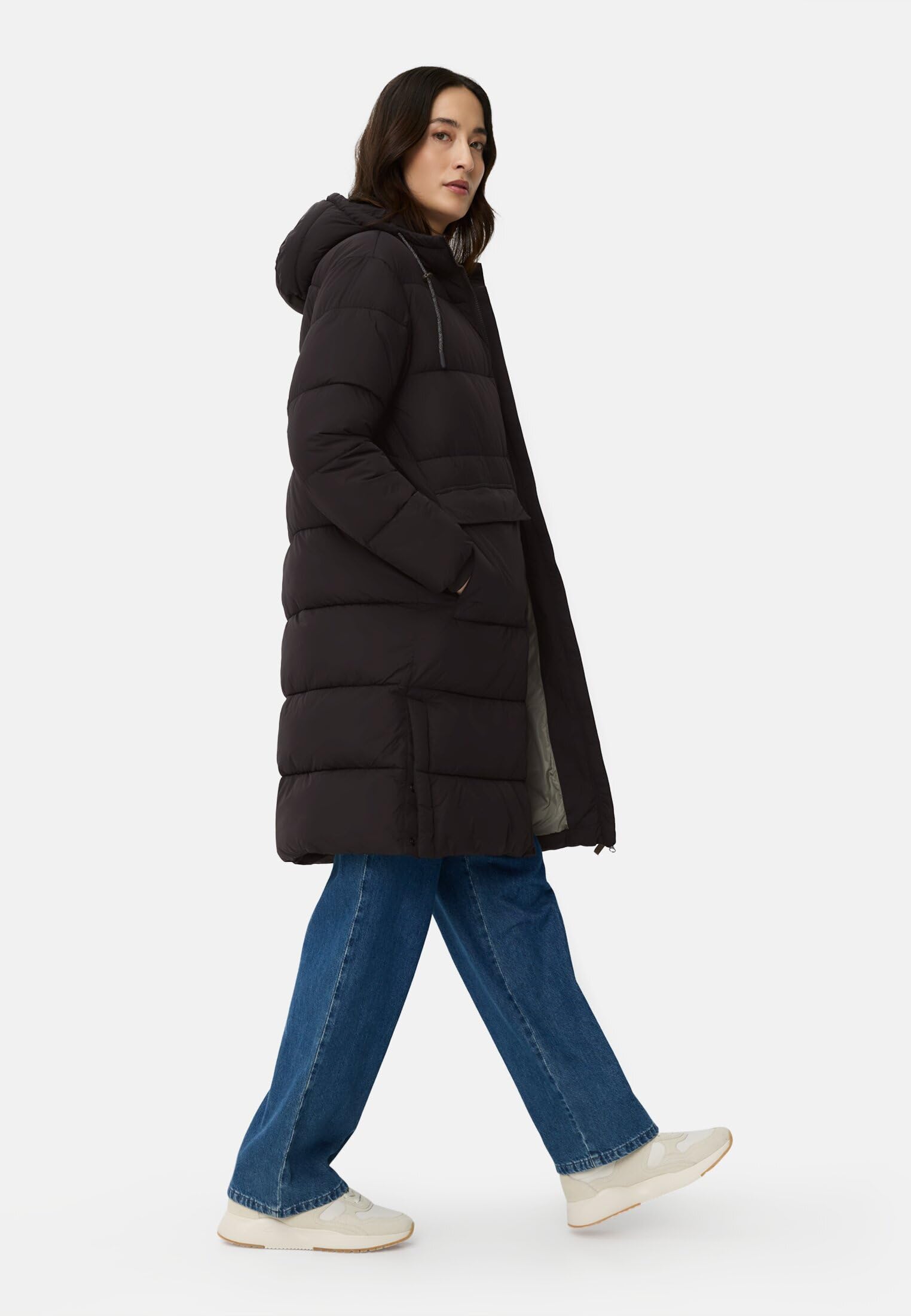 camel active Damen Steppmantel mit verstellbarem Saum und fester Kapuze