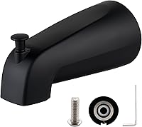 KPW Matte Black Slip-On Tub Spout for 1/2" Copper Pipe - Easy Install Non-Metallic 4" Reach Bathroom Spout with Hex Wrench
