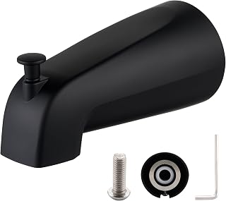 KPW Matte Black Slip-On Tub Spout for 1/2" Copper Pipe - Easy Install Non-Metallic 4" Reach Bathroom Spout with Hex Wrench