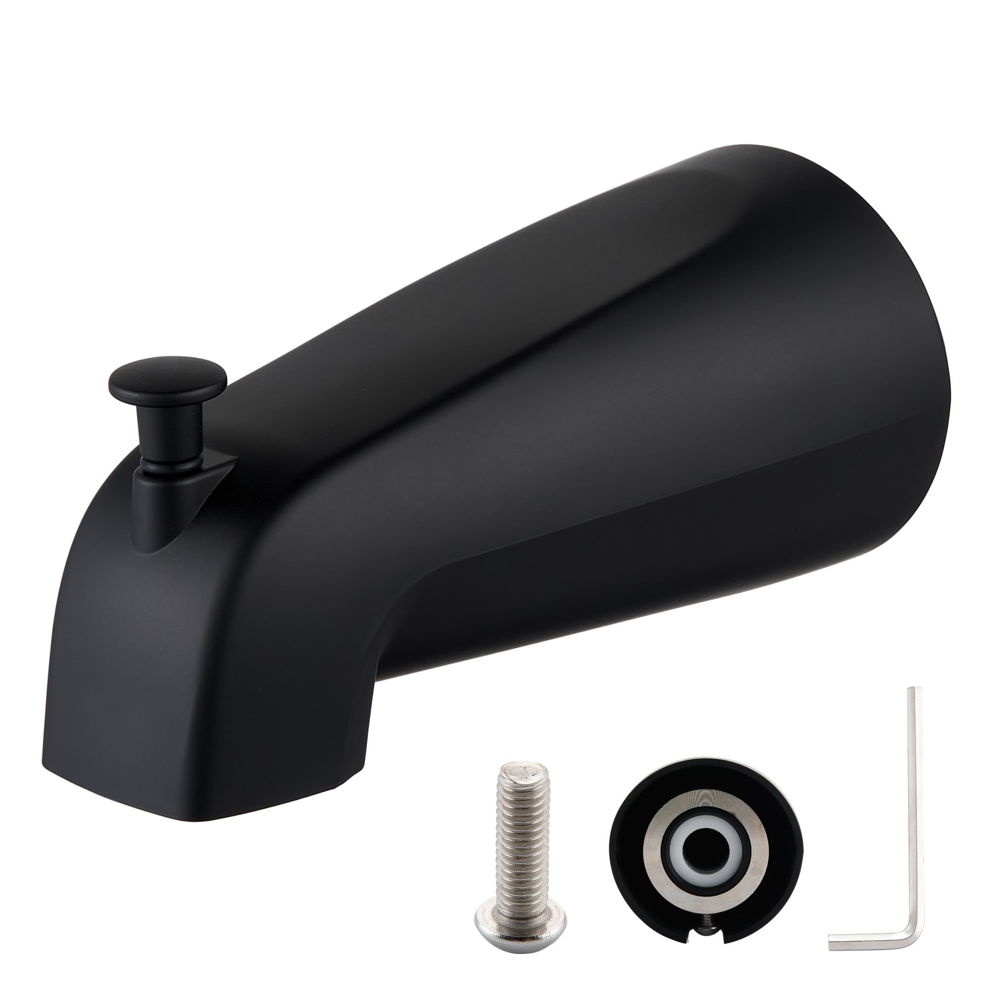 Bec de baignoire noir mat avec tube interne en cuivre durable et clé de pose