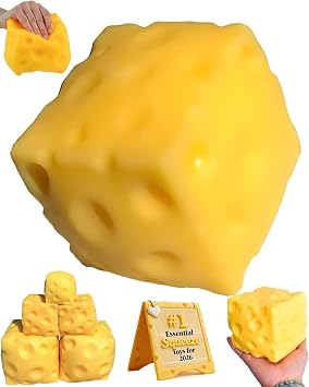 Big Cheese Squishy Jumbo Large Squishy Cheese Block Giant Stress Relief Ball Block Squeeze Toy Huge Yellow Rebounding Squishies Cheesess Cube for Autism ADHD Soft Novelty Toy for Adults Gift3.9in