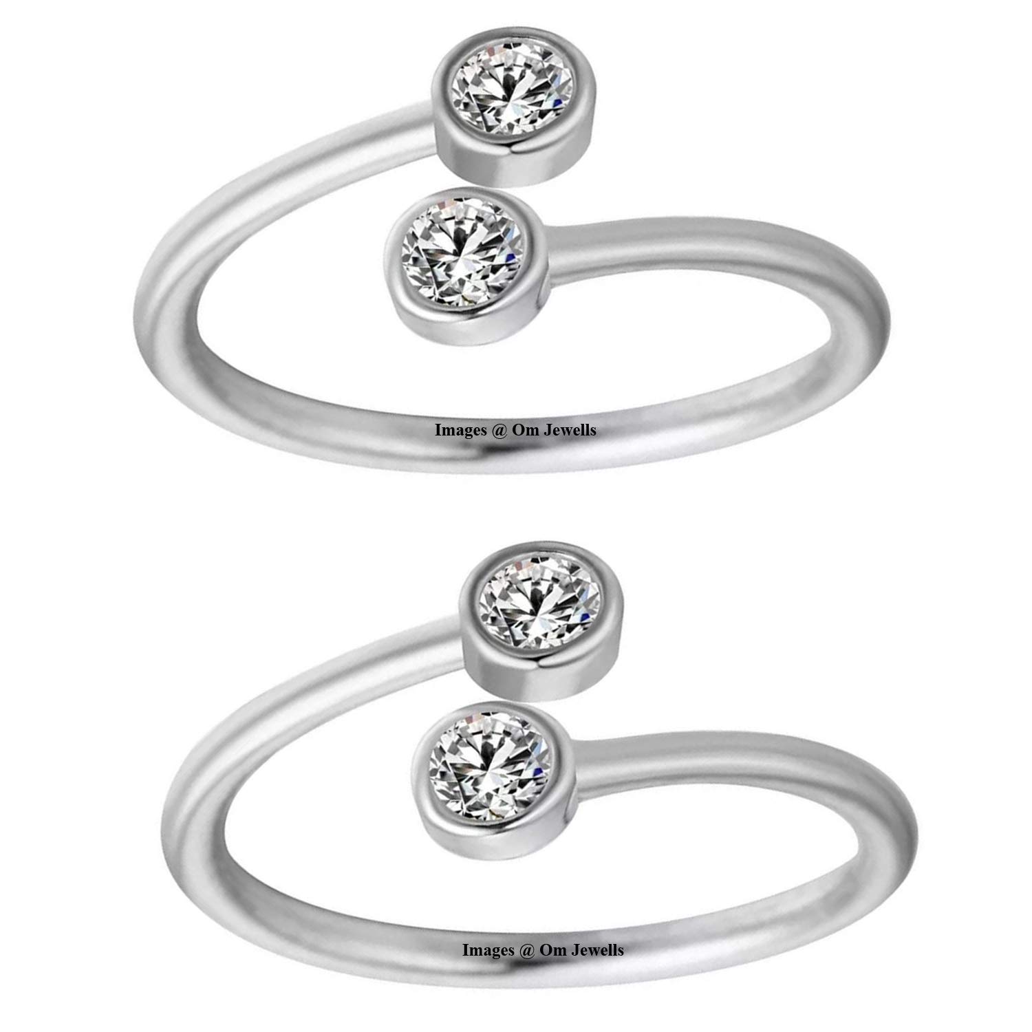 Om Jewells Brass Metal Jewellery Dual Solitaire Studded Adjustable Rhodium Plated Toe Ring for Women (B07SZNFQD9) Amazon Price History, Amazon Price Tracker