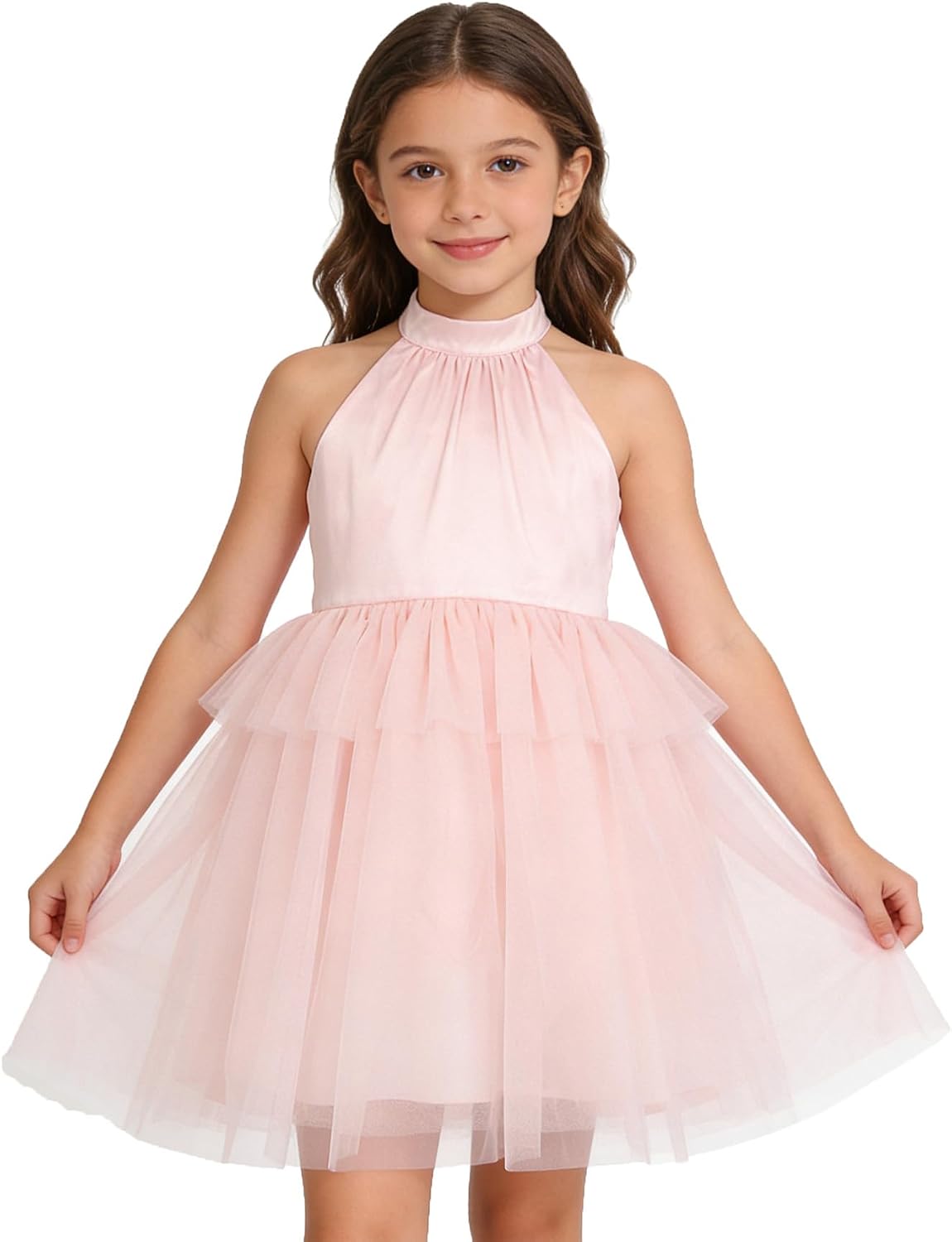 Elegant Flower Girl Dress for Wedding Short Tulle Toddler Little Girls First Communion Dress Kids Formal Pageant Party Gown