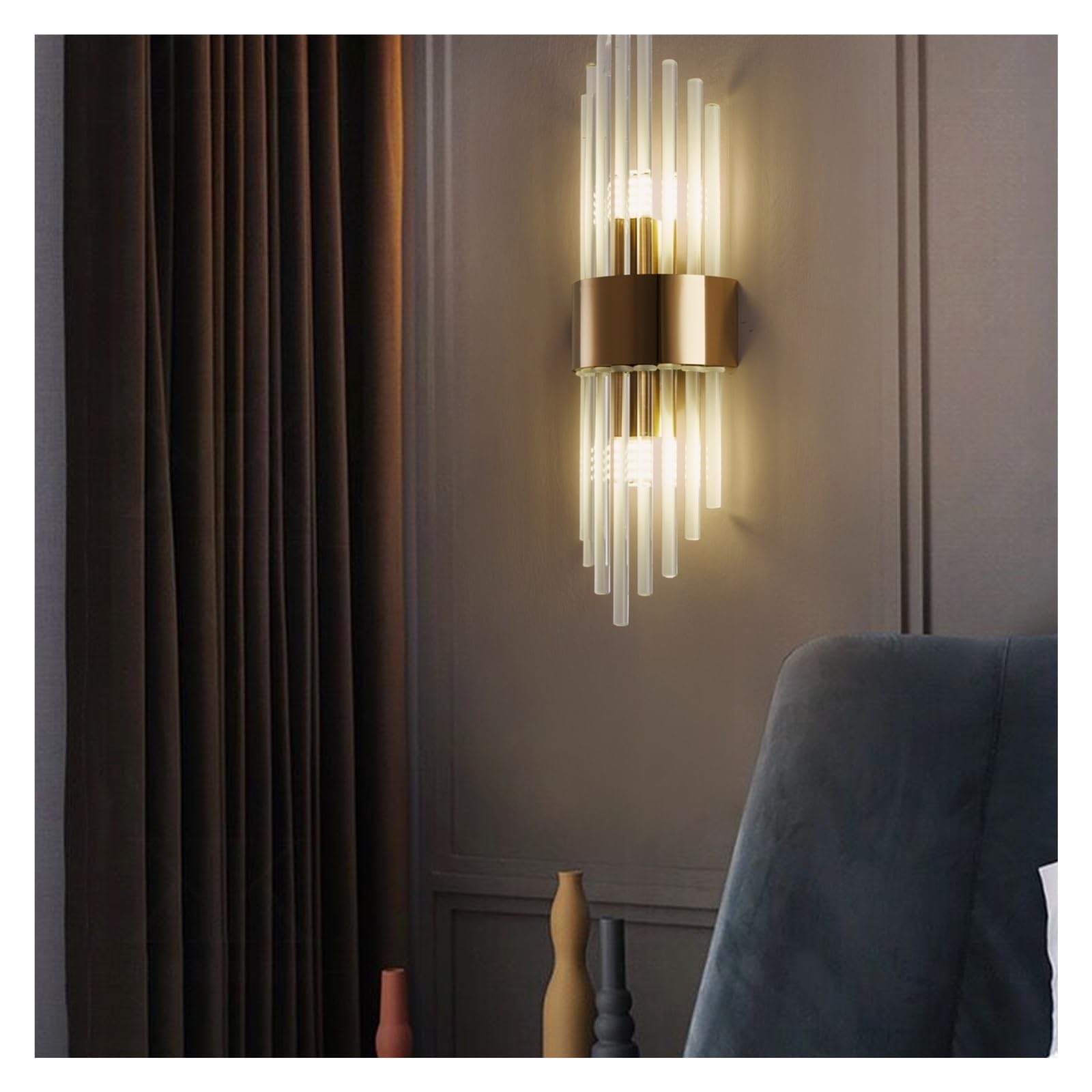 Aplique De Pared Cristal Acero Inoxidable Dorado/negro For Sala Estar, Dormitorio, Cocina, Iluminación Decorativa For El Hogar, Fuente Luz G9 Ajuste Flexible