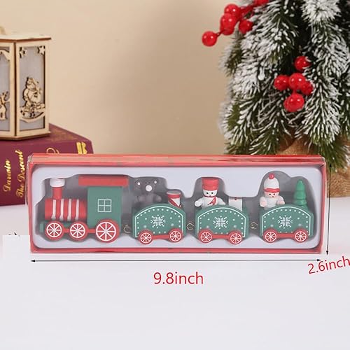 Miniatura 3 de Decoración de mesa de tren de Navidad de madera, regalo de Navidad, decoración de fiesta (rojo, verde)