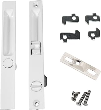 Premium Pan-Am Flush Mount Lock Set for Sliding Glass Doors | Sliding Door Lock White