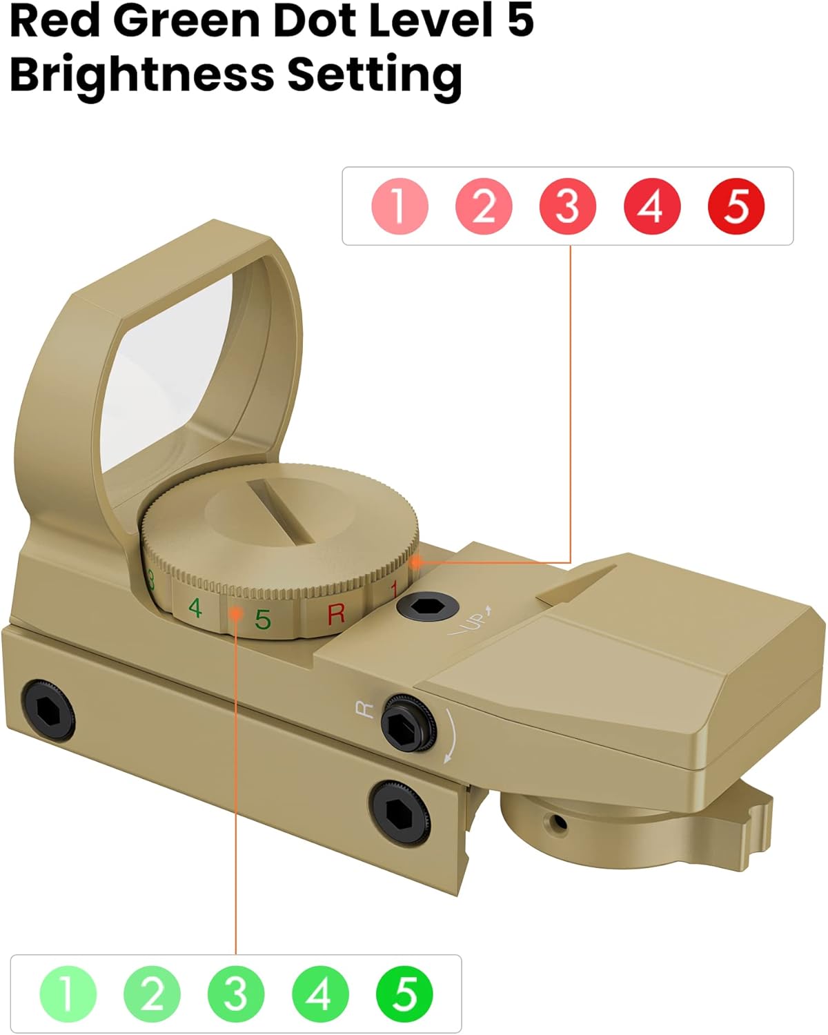EZshoot Red Green Dot Gun Sight Scope Reflex Sight, 4 Adjustable Reticles Holographic Optic with 20mm Rail Mount