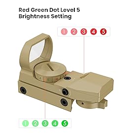 EZshoot Red Green Dot Gun Sight Scope Reflex Sight with 4 Adjustable Reticles Holographic Optic Khaki with 20mm Rail Mount