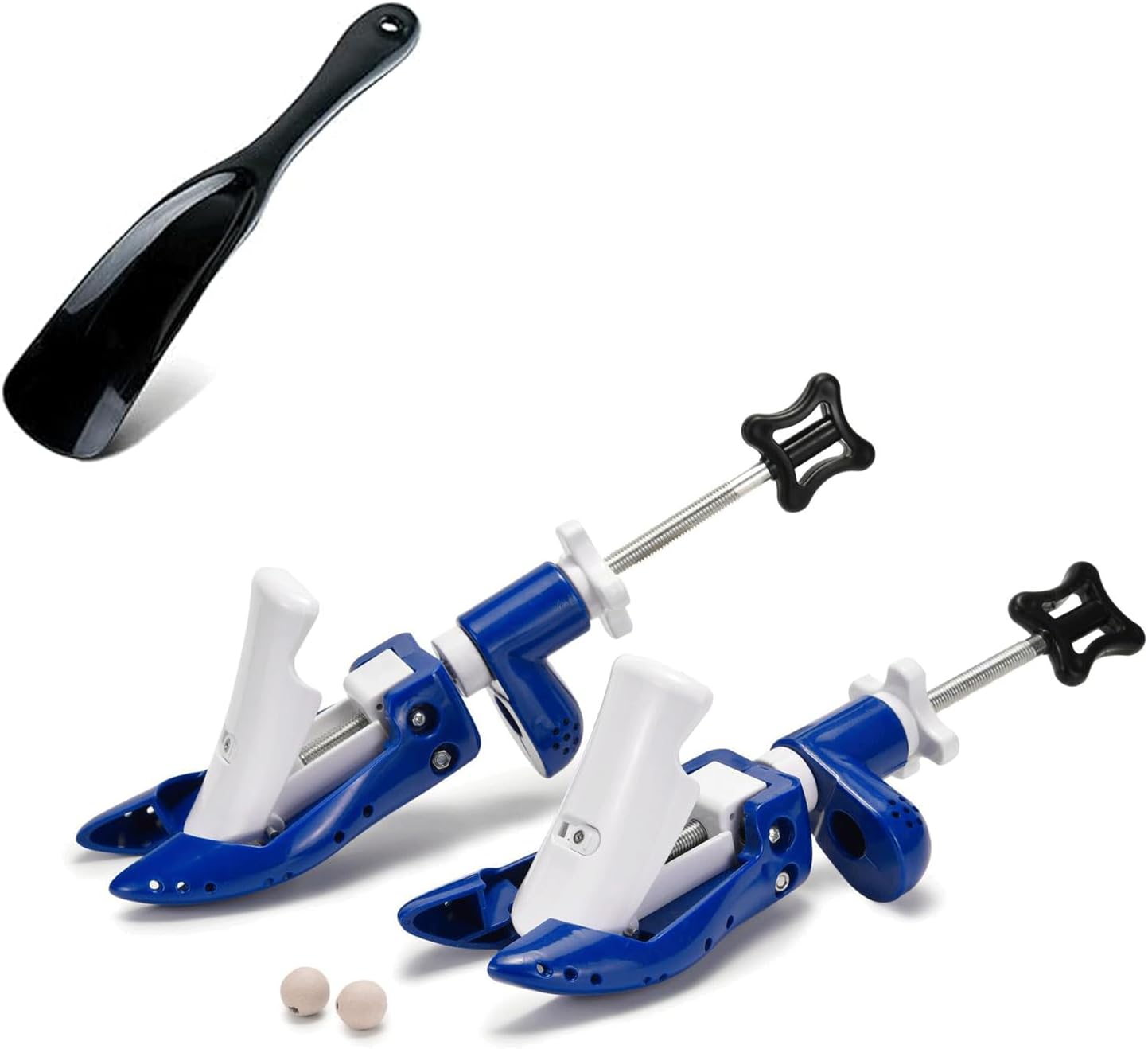 1 Pair Shoe Stretcher, Adjustable Wide Feet Boot Stretcher, 35-45 Upgraded 4-Way Adjustable Shoe Expander Length, Shoe Tree Men Women with Shoe Horn, Blue