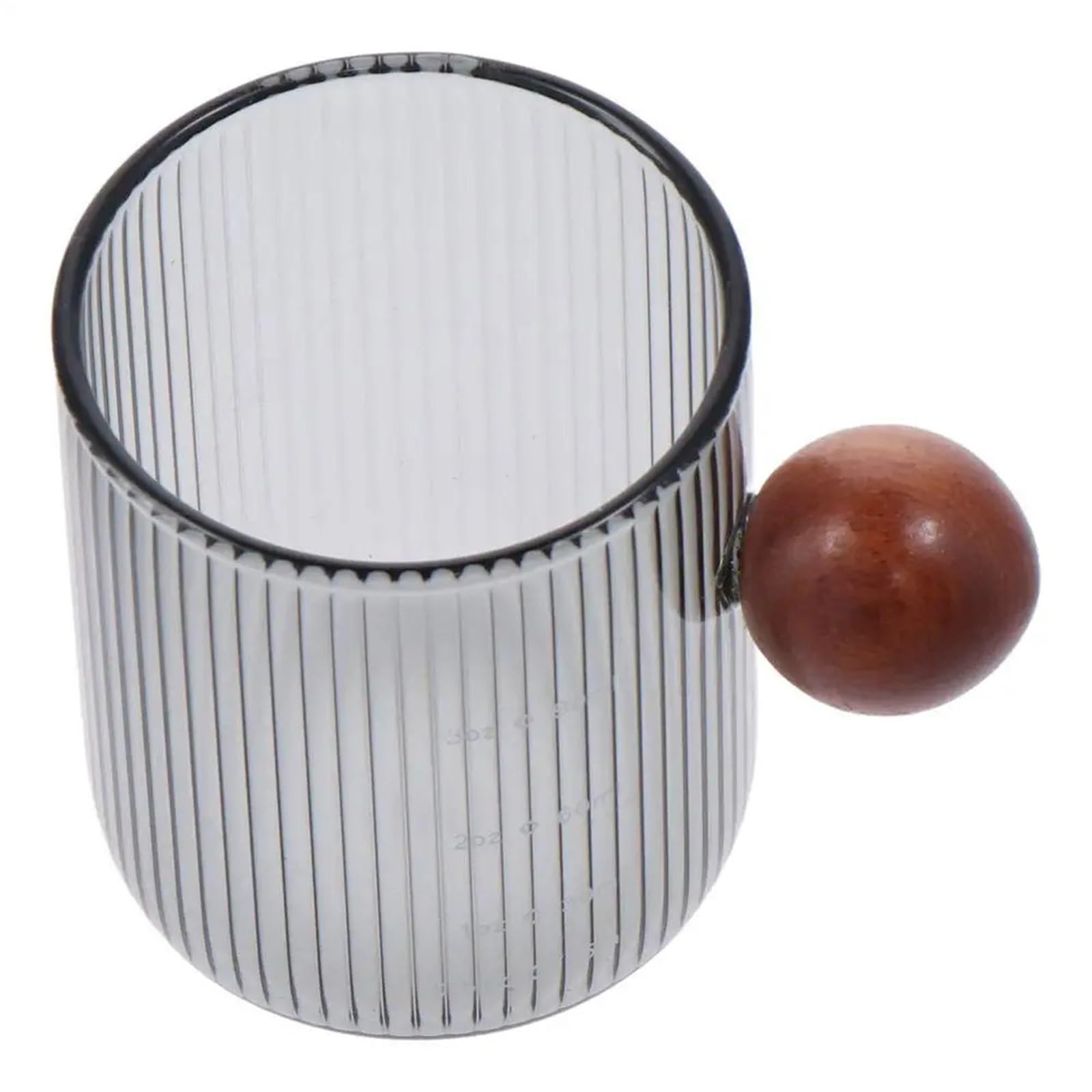 Jarra para Espumar Leche Taza medidora de Vidrio de Grano Vertical for Leche, Vaso medidor con Mango de Madera for Leche expreso, 2 uds.(Grey B)