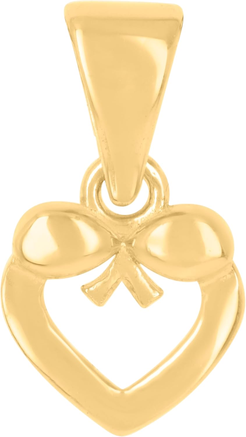Jewels By Lux 10kt Yellow Gold Womens Bow Heart Charm Pendant