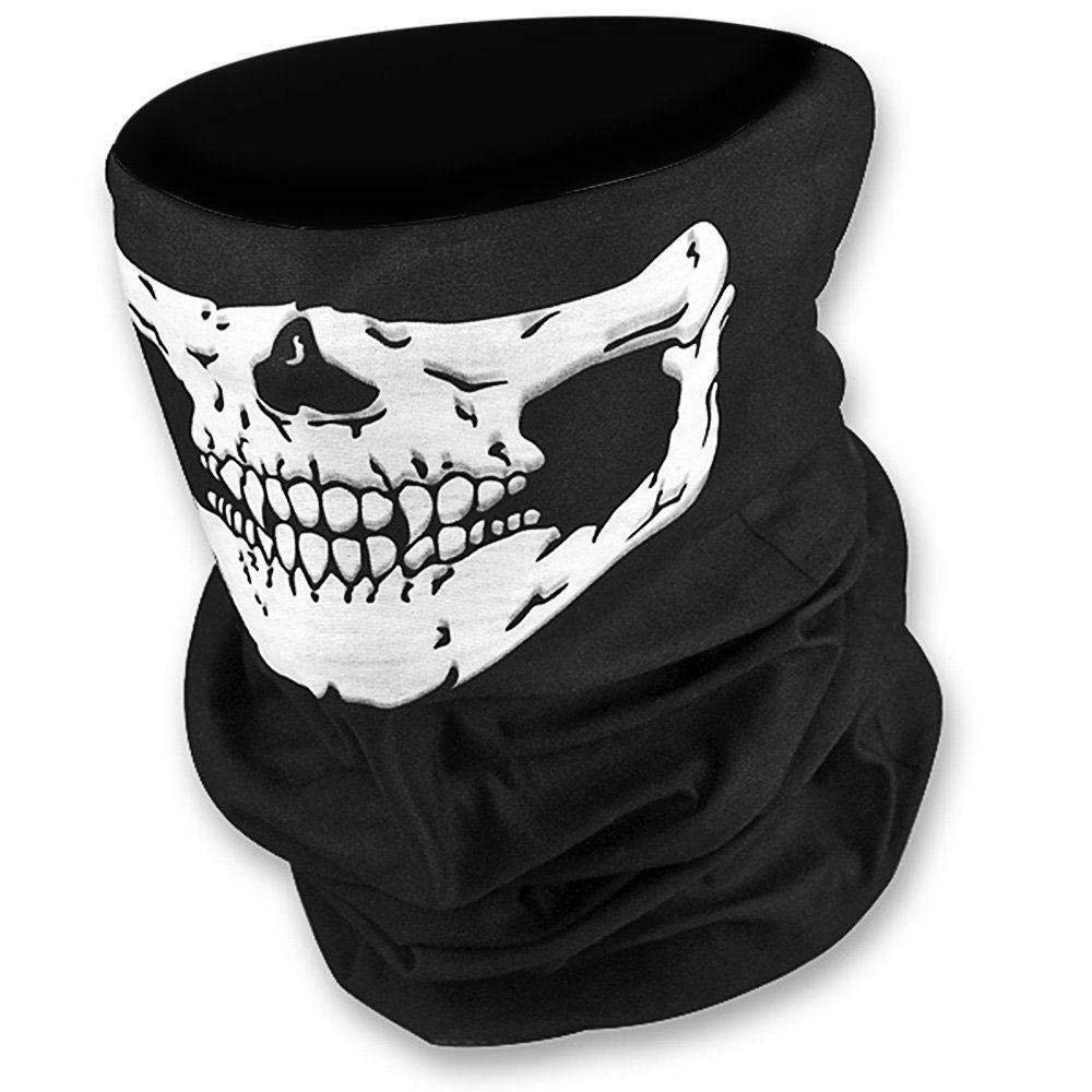 Bandana for Men & Women, Neck Gaiter Face Mask Odour Free, Super Soft, Breathable, Anti Microbial Multipurpose Headband for Dust and Sun Protection, Skull Patern Black, Pack of 1-image-35