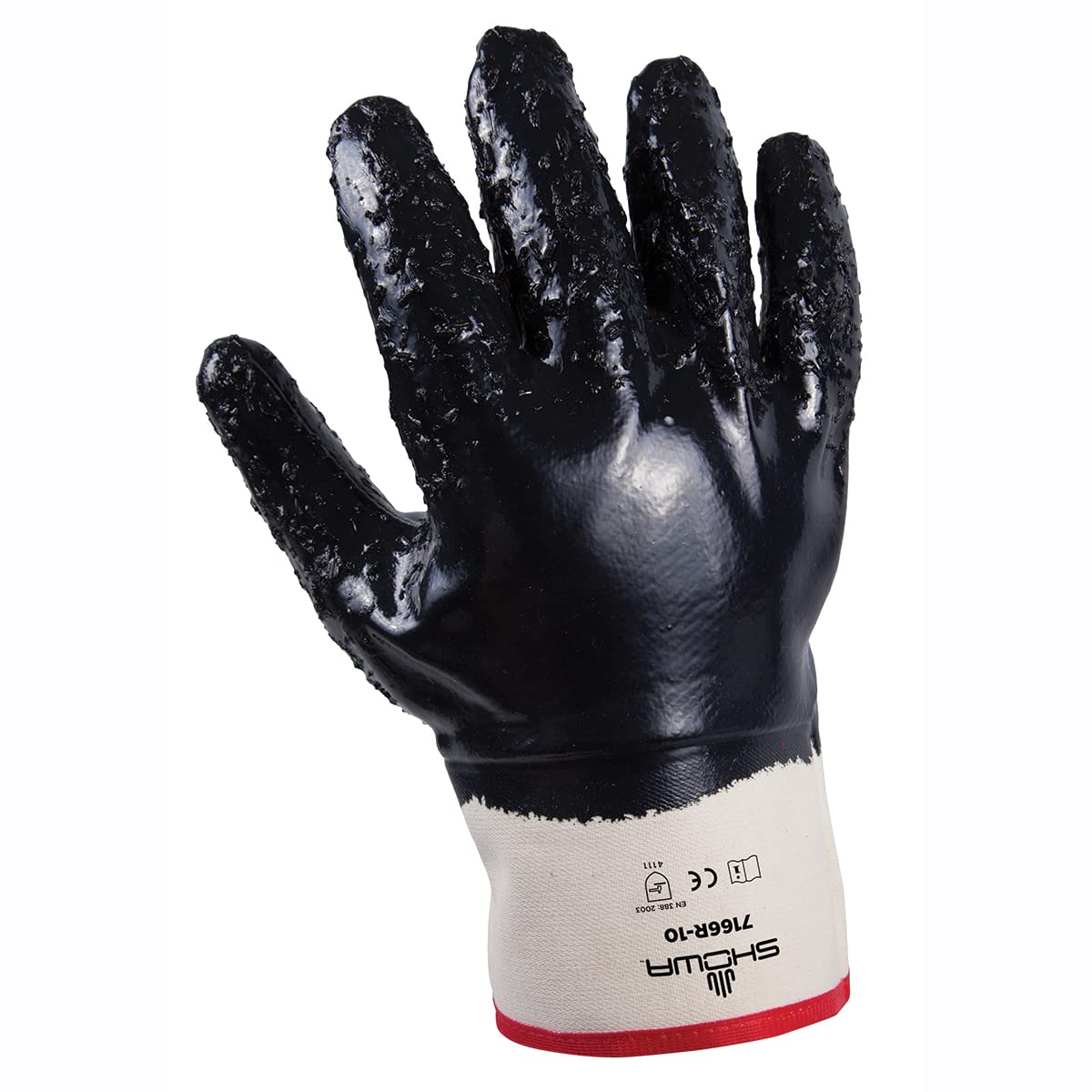 SHOWA 7166 Fully Coated Nitrile General Purpose Work Glove with Cotton Jersey Liner, Rough Grip, for Vending Machines, Large (12 Pair)