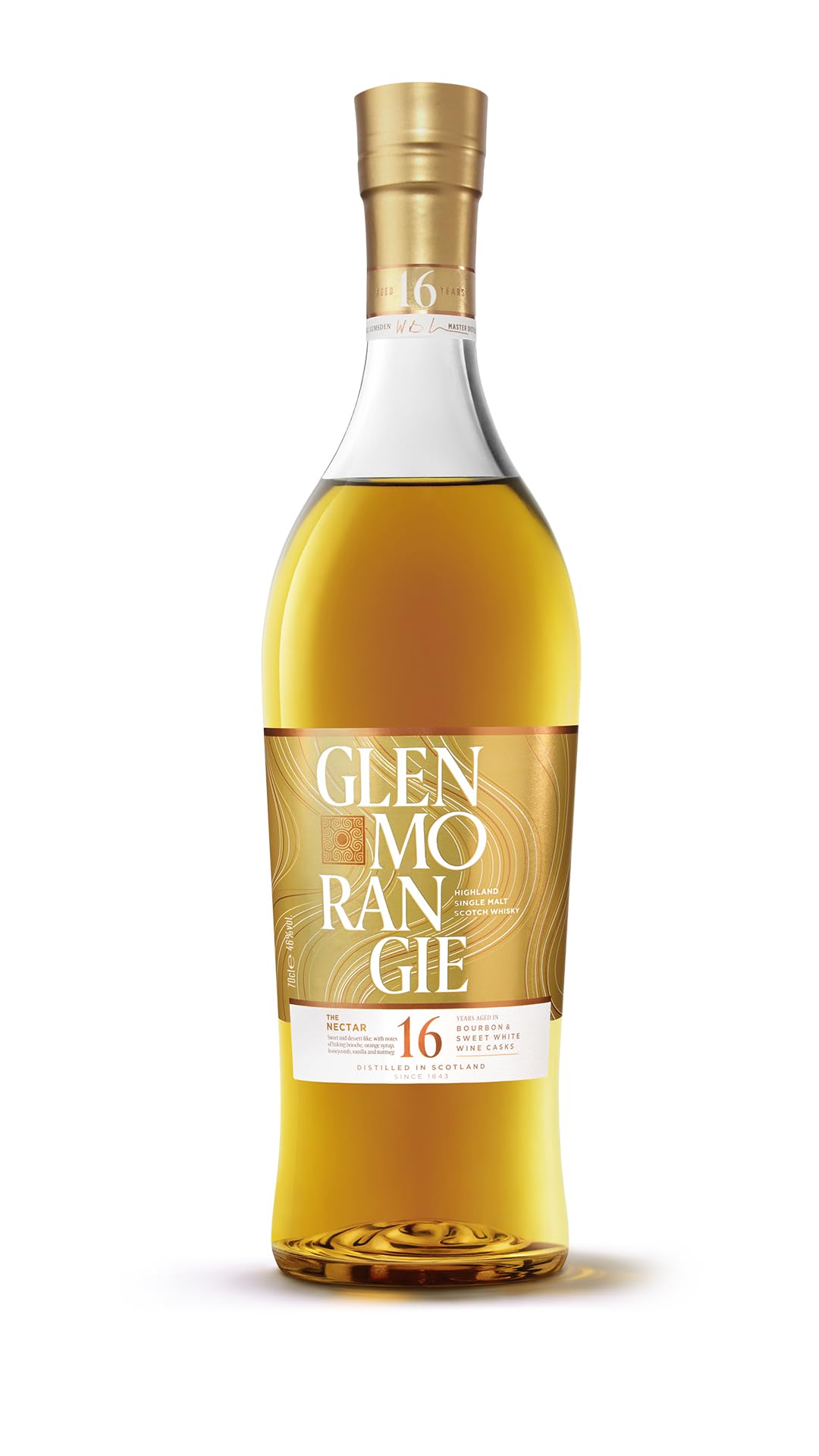 Glenmorangie Nectar d’Or 16 ans Whisky 70cl 46% étui | Whisky single malt 46%. Vieilli dans des fûts de Sauternes. Notes de fruits secs et d'épices.