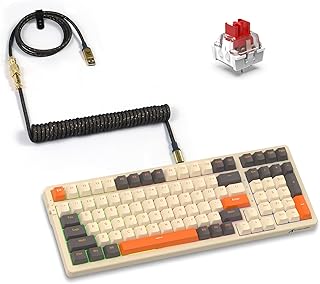 ATTACK SHARK K98 100 Keys Gasket Hot Swappable Twilight Mechanical Gaming Keyboard,BT5.0/2.4G/Coiled USB C,3000mah Battery,RGB Illumination Programmable, Customized Red Switch,100% Anti-ghosting Keys