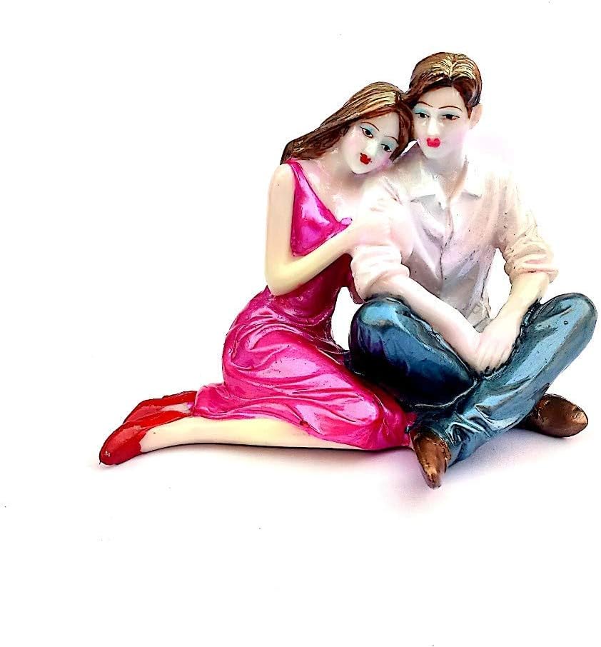 B.S HANDICRAFTS Love Couple Statue Showpiece for Girlfriend Boyfriend Gift | Romantic Sitting Love Couple Statue Showpiece Figurine for Home Decor, Living Room, Decorative Item (Height-7 Inch)