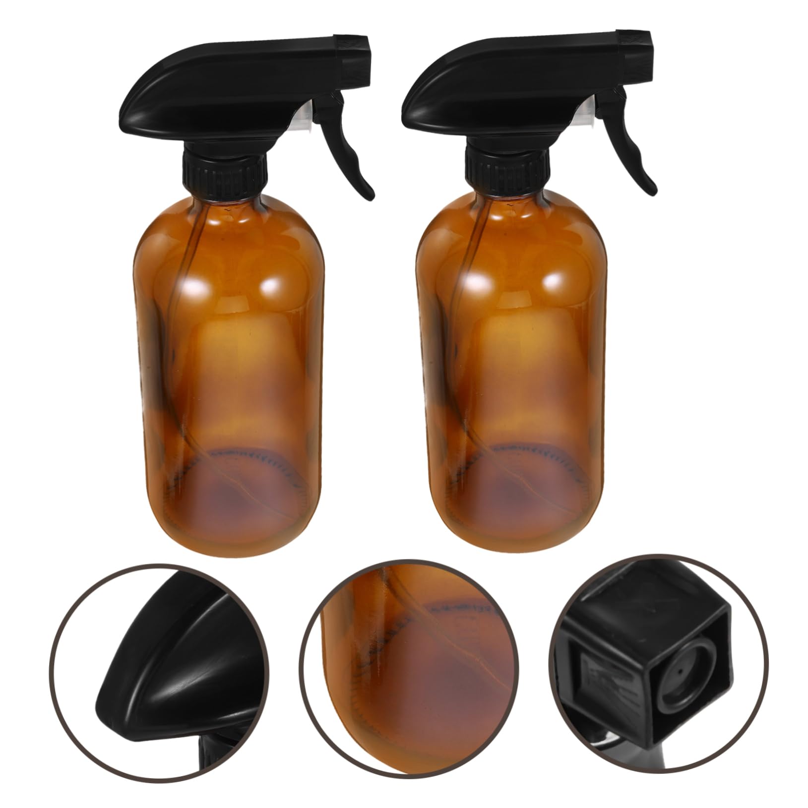 Healeved Transparente Braune Glas Sprühflaschen Nachfüllbare Leere Sprühflasche 2 Stück 500ml aus Glas und Pp Einfach zu Bedienen für Bewässerung und Haustierpflege