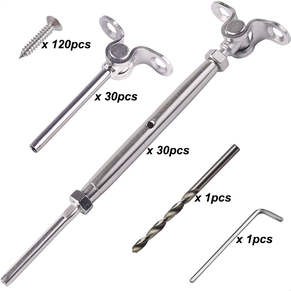 Lulultn Cable Railing Hardware, 30 Pairs Cable Railing Kit,Steel Cable