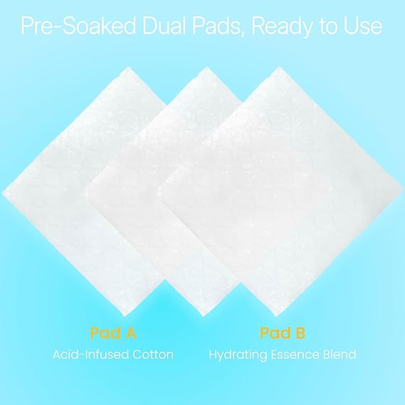 A+B Exfoliating & Repair Face Pads 10 Tx - 2-Step Acid Peel Serum Treatment with Glycolic, Salicylic, Kojic Acid & Retinol Hyaluronic Peptides for Smooth Skin, Pore Minimizer, Hyperpigmentation