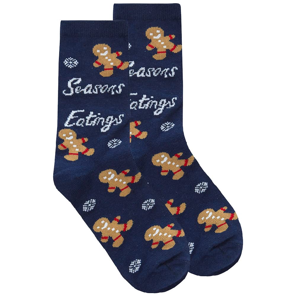 Metzuyan Ladies Novelty Cotton Rich Xmas Christmas Rude Funny Slogan Socks Mid Calf Size UK 4-8 Eating - 1 Pair