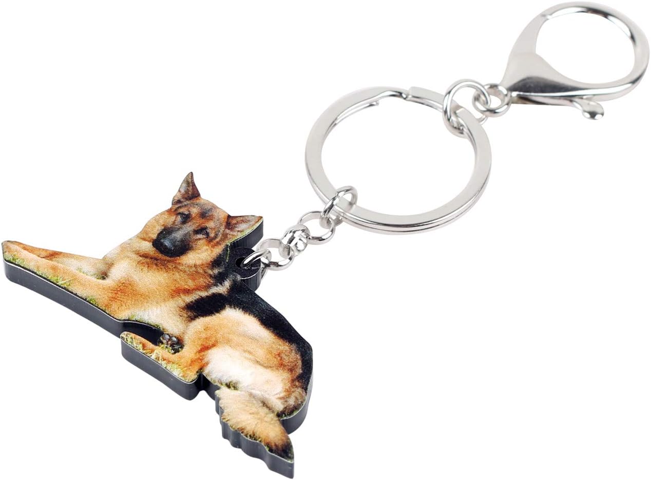 DOWAY Acrylic Dog Keychain Charm, German Shepherd Dog Key Ring Cute Keychains Car Key Chain for Adults Gift Jewelry - Image 3