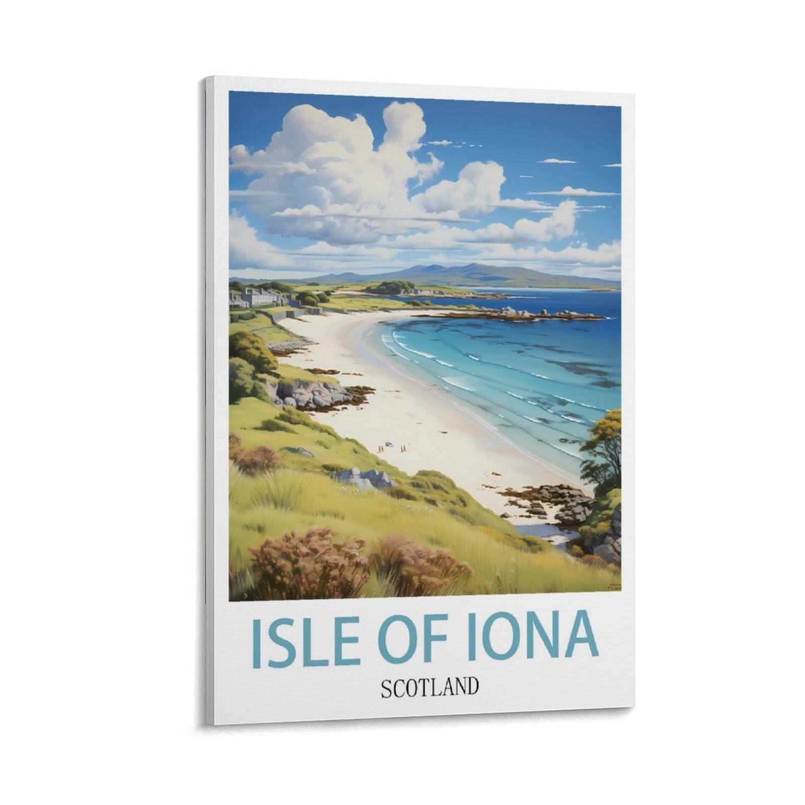 KmoNo Isle of Iona Scotland Vintage Travel Poster 24x36inch(60x90cm) Wall Decor Painting Canvas Wall Art Living Room Poster Bedroom
