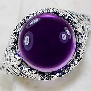 LRGKMCWTOB Huge 2.3ct Amethyst 925 Silver Wedding Vintage Prom Man Women Square Cut Gemstone Ring Wedding Ring Female Jewelry Size 6-10 (Size 10)