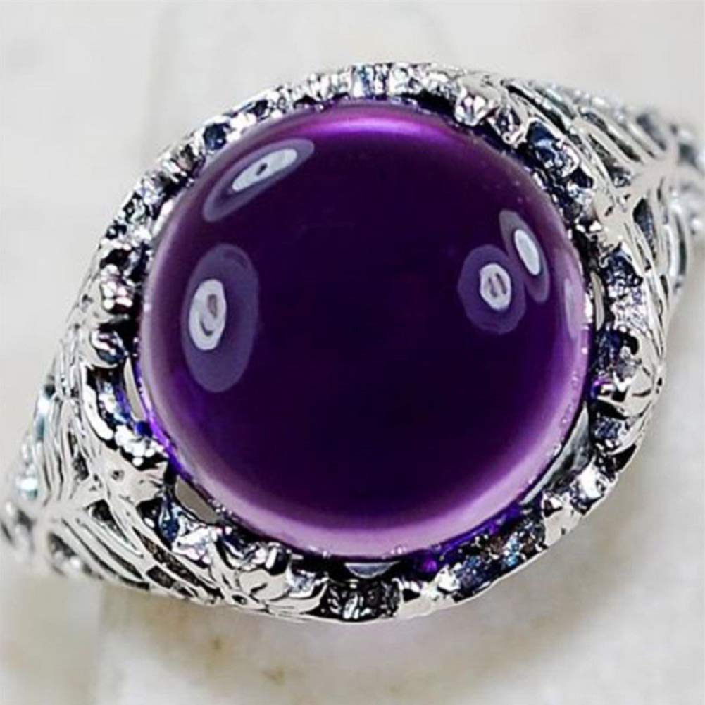 LRGKMCWTOB Huge 2.3ct Amethyst 925 Silver Wedding Vintage Prom Man Women Square Cut Gemstone Ring Wedding Ring Female Jewelry Size 6-10 (Size 9)