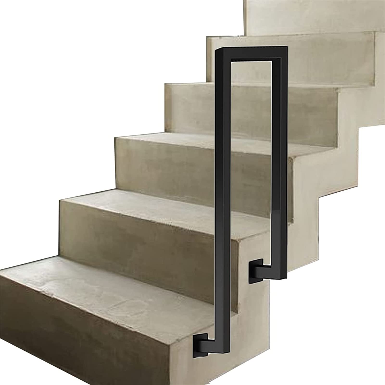 Meiiron Staircase Handrails, Industrial Pipe Stair Handrail Indoor Protective Railings, Corridors, Lofts, Reinforced High and Low Design, Square Iron Pipe (Size : 85cm)