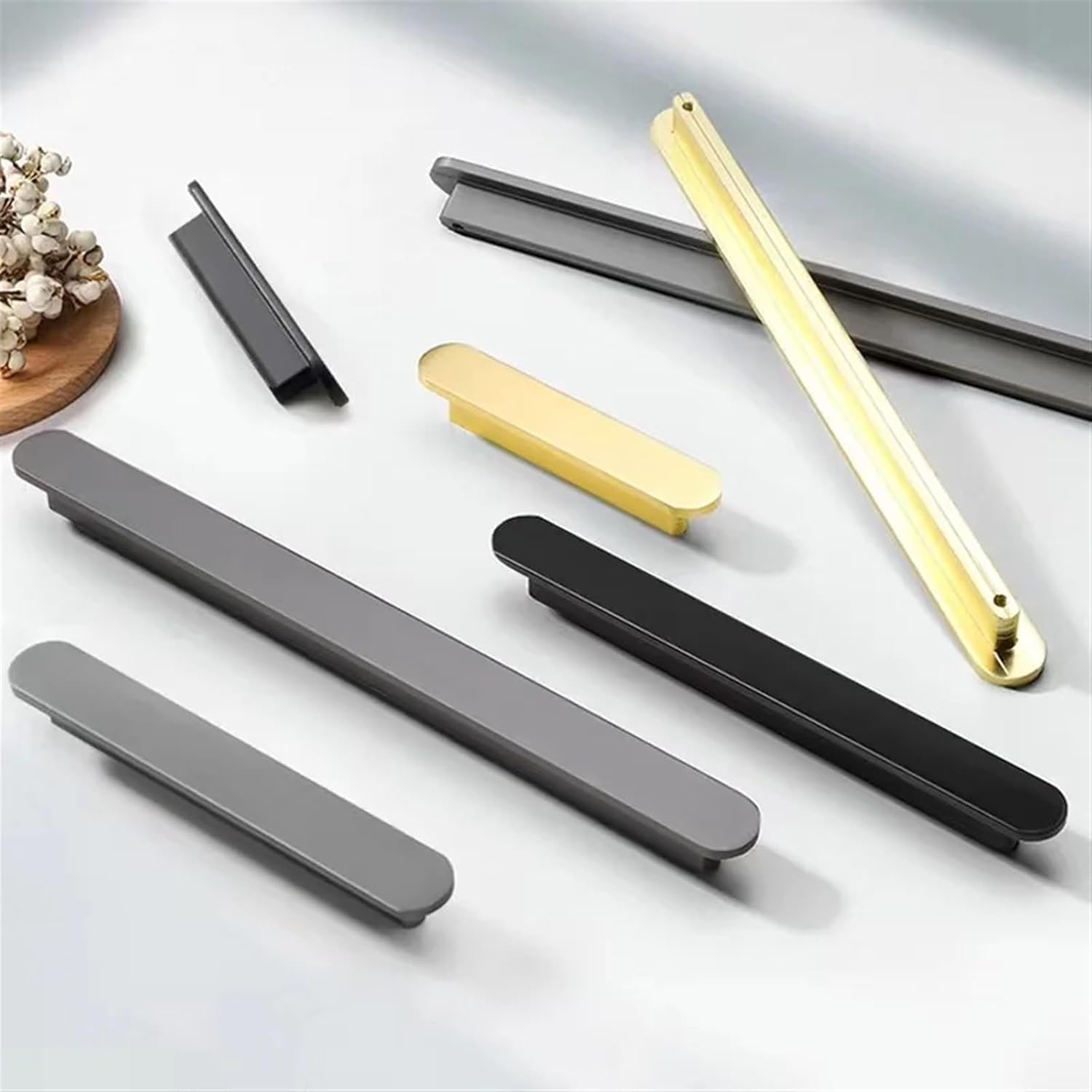 American Black Gold Cabinet Handles Aluminum Alloy T Bar Kitchen Cupboard Pulls Drawer Knobs Long Furniture Handle Hardware 1Pcs (Color : Black, Size : Center-192mm)