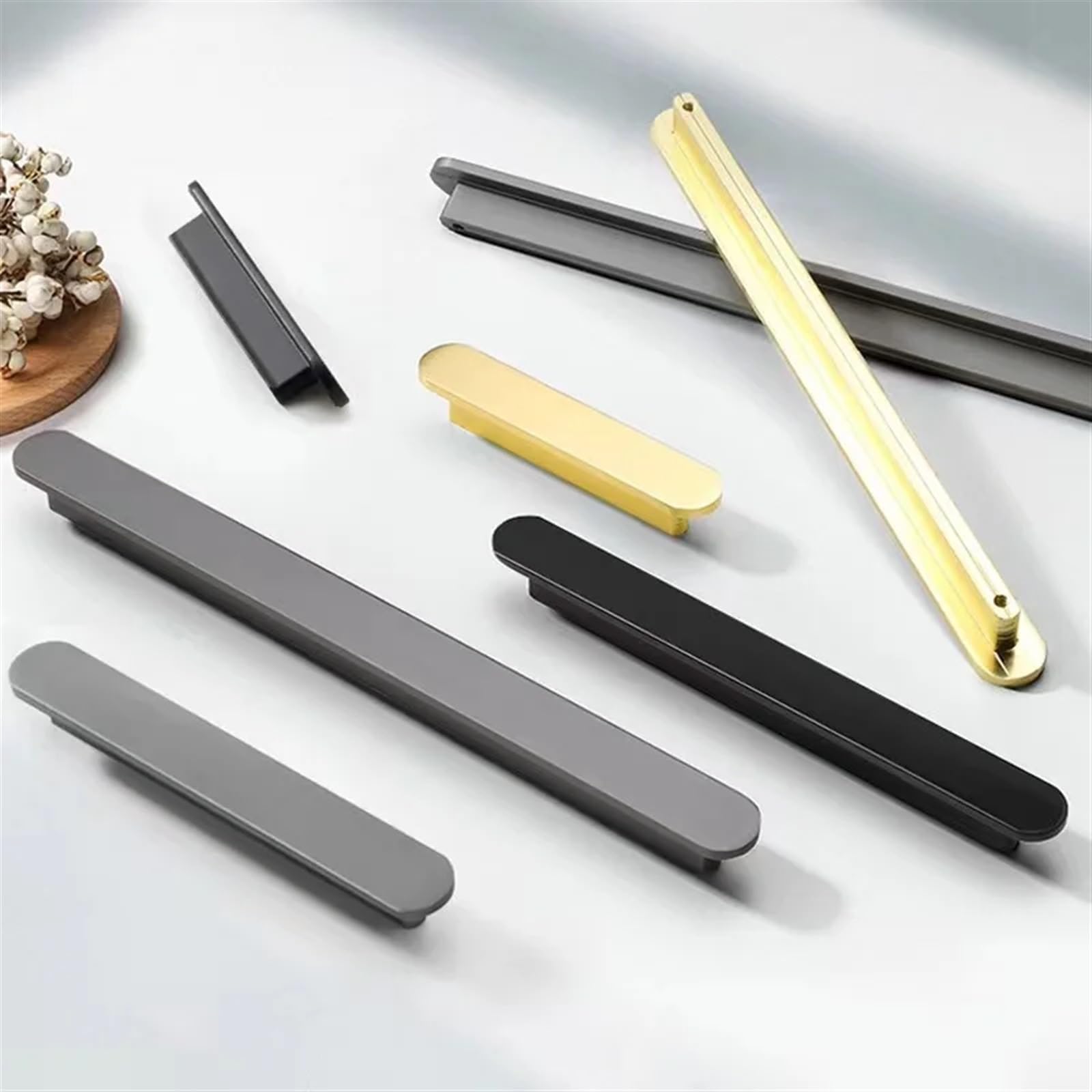 Acldoyyv Black American Gold Cabinet Handles Aluminum Alloy T Bar Kitchen Cupboard Pulls Drawer Knobs Long Furniture Handle Hardware 1Pcs (Color : Size : Center-128Mm)