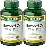 Nature's Bounty Natural Cold Pressed Flaxseed Oil, 1200mg, 250 Softgels (2 x 125 Count Bottles)