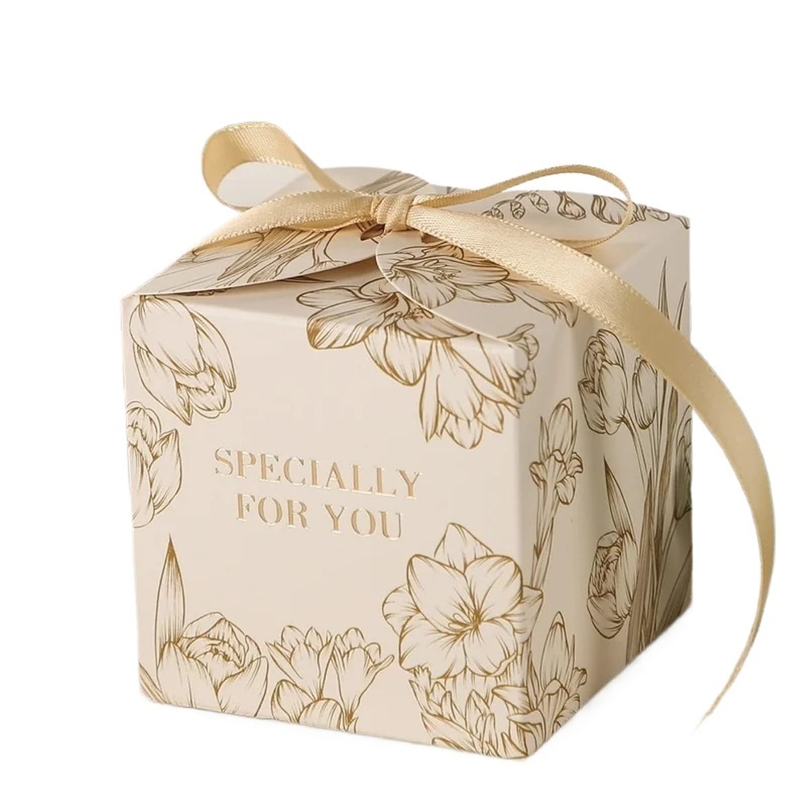 Square Sweet Boxes Wedding Favors Candy Box Candy Bag Christmas Birthday Party Decoration Candy Packaging Box for Guests per Regalo(Brown,100PCS_7X7X7 CM)